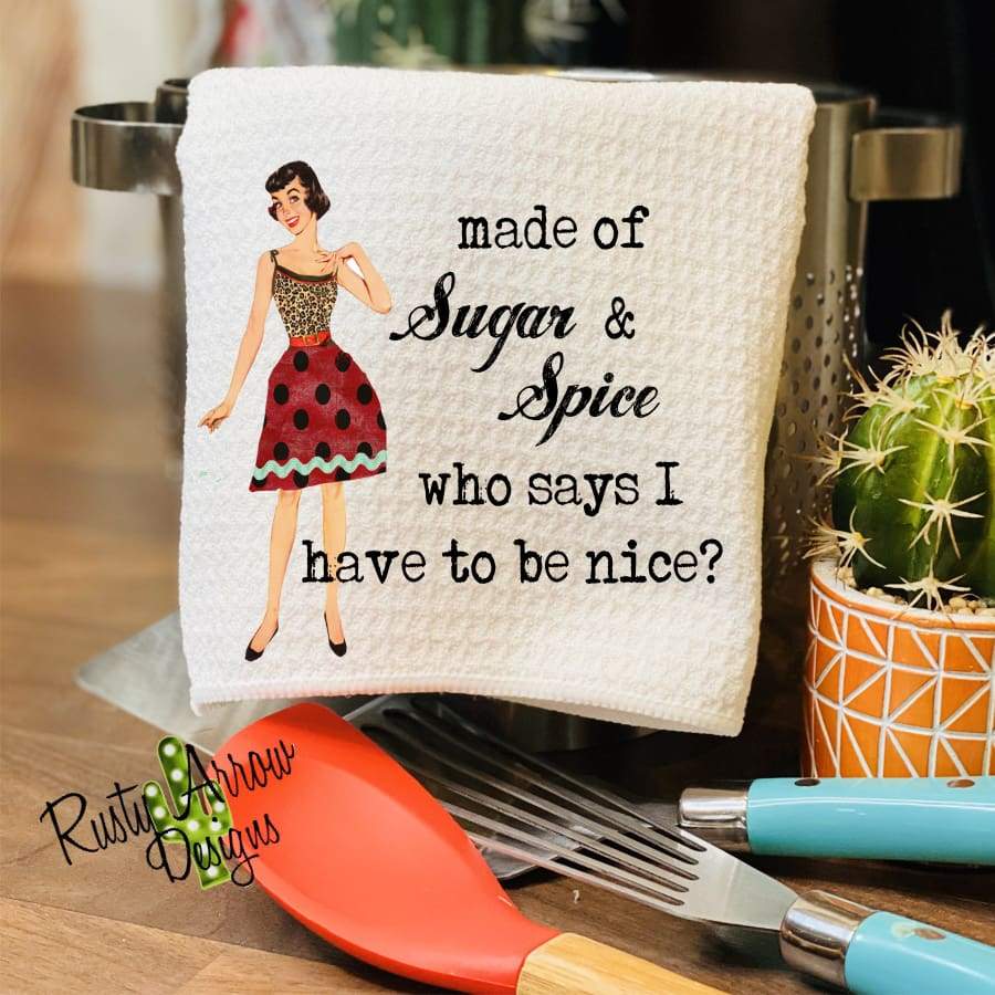 Sugar and Spice Waffle Weave Tea Towel