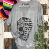 Sugar Skull Look in Her Eyes Gray Tee Shirt