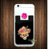 Sugar Skull with Hat Cell Phone Card Caddy - Card Caddy