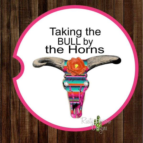 Taking the Bull by the Horns Set of 2 Car Coasters - Car Coasters