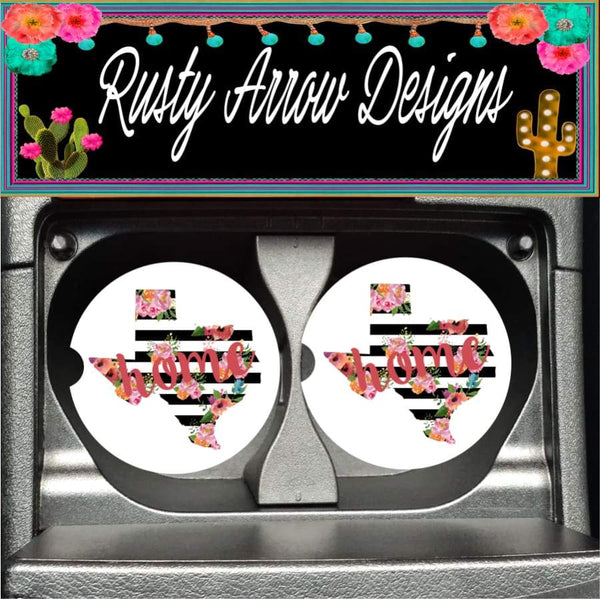 Texas Home Set of 2 Car Coasters - Car Coasters