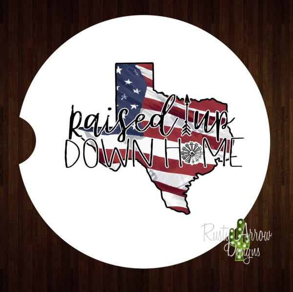 Texas Raised Up Down Home Set of 2 Car Coasters - Car Coasters