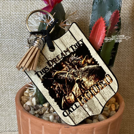 Guitars Cadillacs Rodeo Back Tag Key Chain