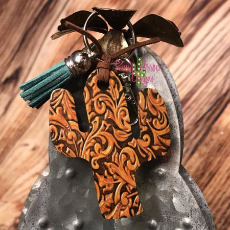 Back with Feathers Cactus Key Chain