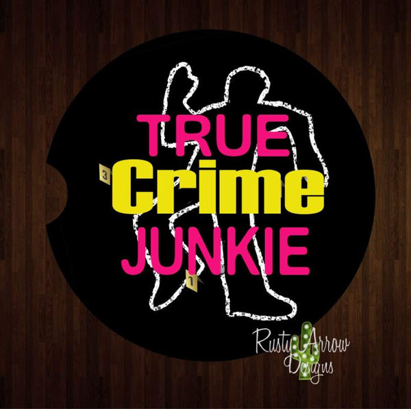 True Crime Junkie Set of 2 Car Coasters - Car Coasters