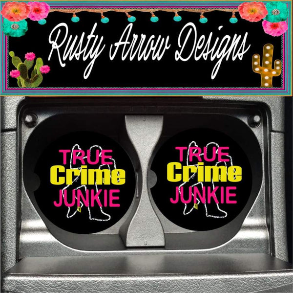 True Crime Junkie Set of 2 Car Coasters - Car Coasters