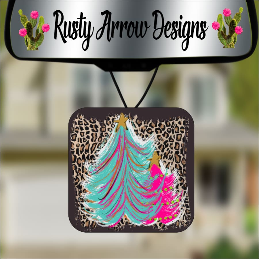 Turquoise and Pink Christmas Square Air Freshener