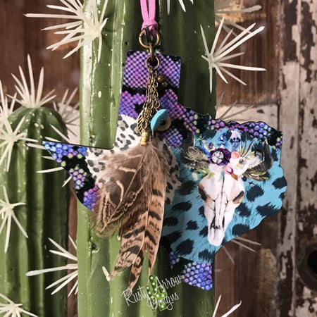 Serape Bull Skull Texas Rear view mirror charm, Rear view mirror accessories, Rear view mirror accessory, rear view mirror ornament