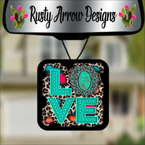 Turquoise Love Square Air Freshener - Air Freshener