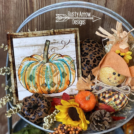 Pumpkin with Cheetah Glasses Tiered Tray Sign/ Picture