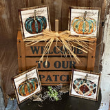 Turquoise Red and White Pumpkin Aztec Pumpkin Tiered Tray Sign/ Picture