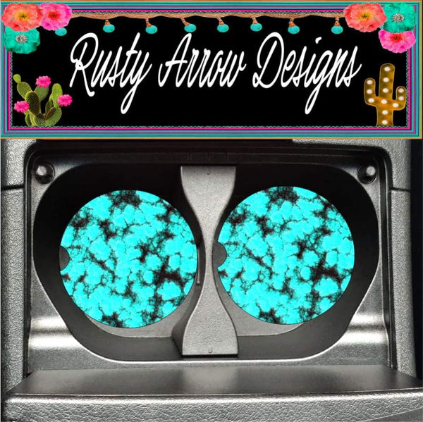 Turquoise Sandstone Set of 2 Car Coasters - Car Coasters