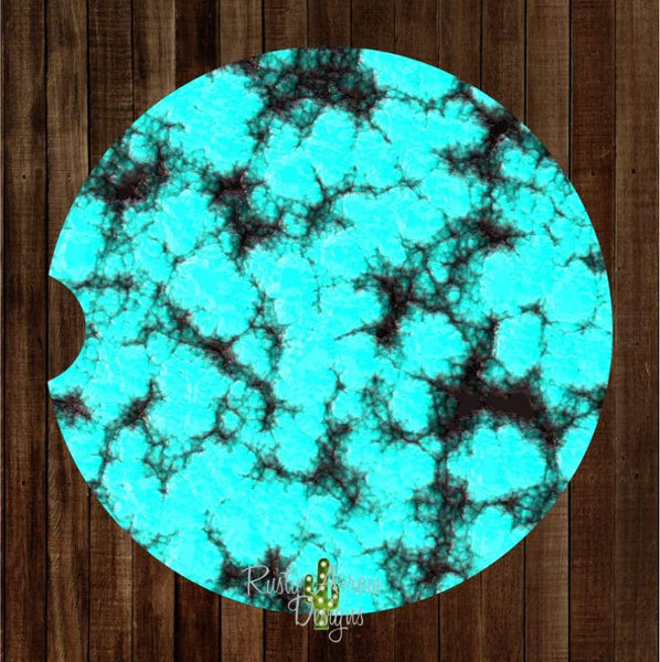Turquoise Sandstone Set of 2 Car Coasters - Car Coasters