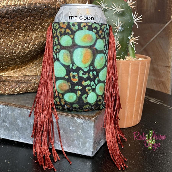 Turquoise Squash Fringe Trim 12 oz Koozie - Koozie