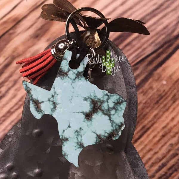 Turquoise Texas Key Chain
