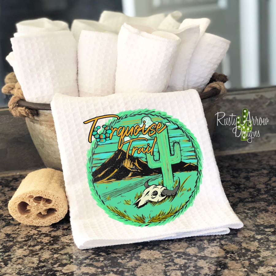 Turquoise Trail Waffle Weave Tea Towel