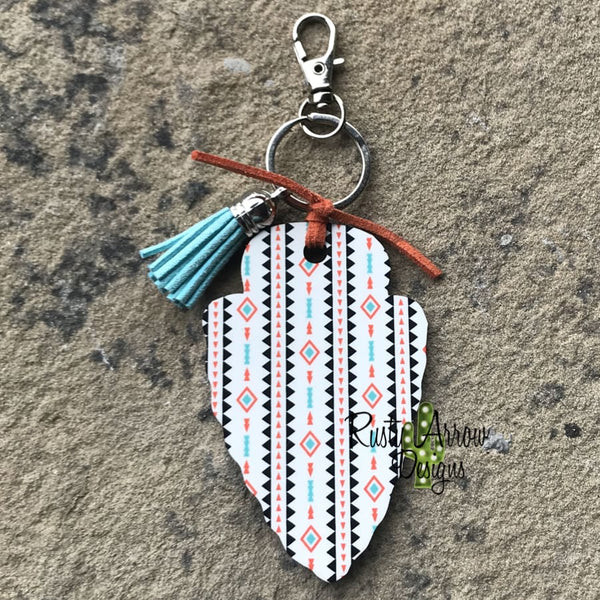 White Aztec Arrow Head Key Chain - Key Chain