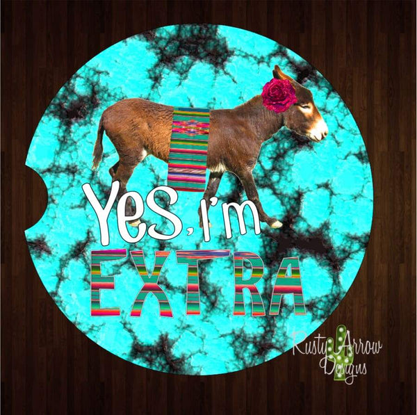 Yes Im Extra Sassy Donkey Set of 2 Car Coasters - Car Coasters