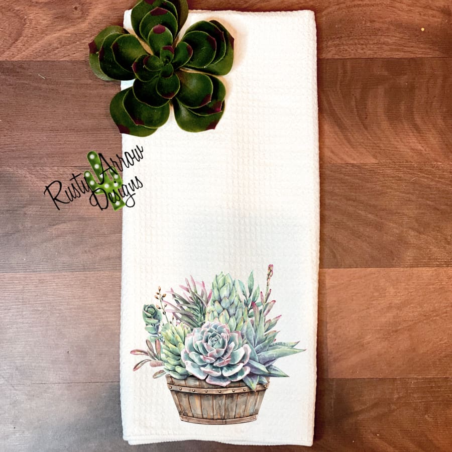 succulent dish towel Baskets of Succulents Waffle Weave Tea Towel