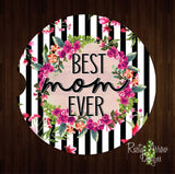 Black Stripe Best Mom Ever Set of 2 Car Coasters - Car Coasters
