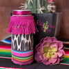 Slim Serape Cheetah Fringe Slim Can Neoprene Koozie - Koozie