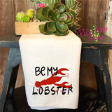 Be My Lobster Waffle Weave Tea Towel