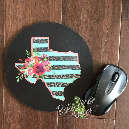 Cactus and Cowskull  8" Neoprene Round Mouse Pad