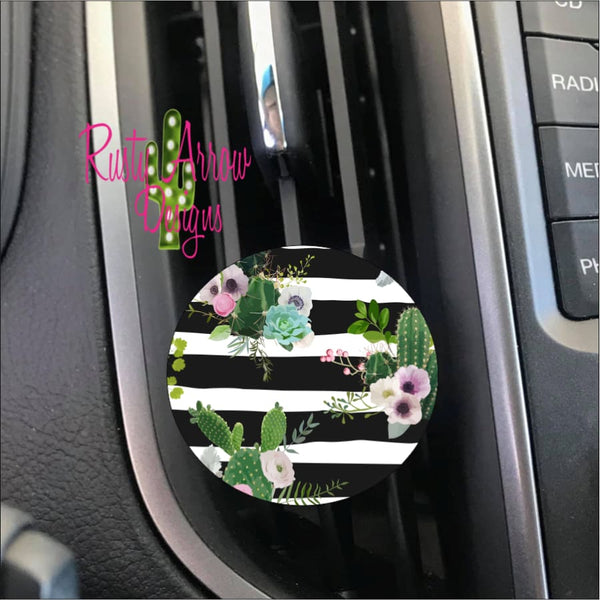 Black & White Cactus Car Vent Clip