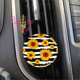 Black & White Sunflowers Car Vent Clip