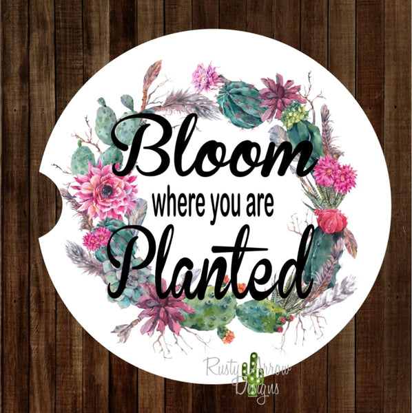 Bloom where you are planted Set of 2 Car Coasters - Car Coasters