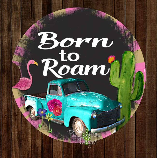 Born to Roam Turquoise Truck Set of 2 Car Coasters - Car Coasters