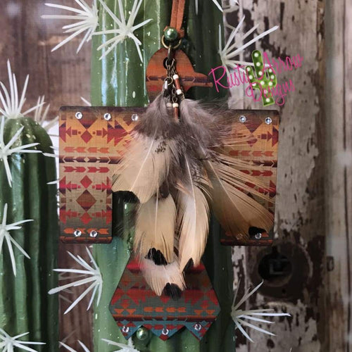 Brown Thunderbird Rear View Mirror Charm Bag Tag or Christmas Ornament