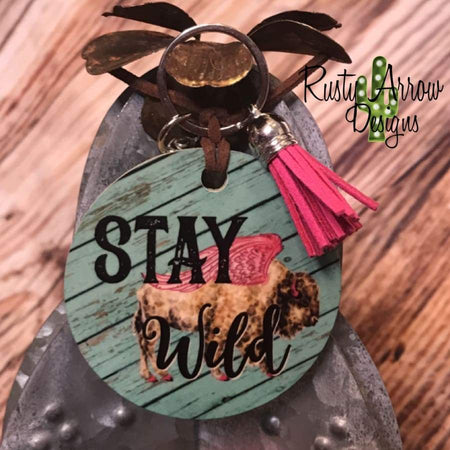 Not Today Heifer Round Wood Key Chain