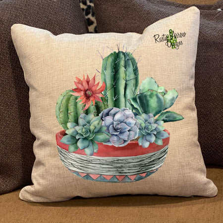 Succulent Basket Pillow Cover