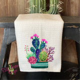 Cactus Plants Waffle Weave Tea Towel