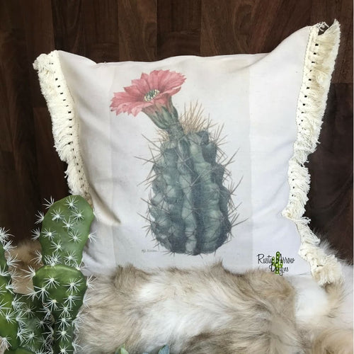 Cactus with Pink Bloom Decorative Throw Pillow - Pillow
