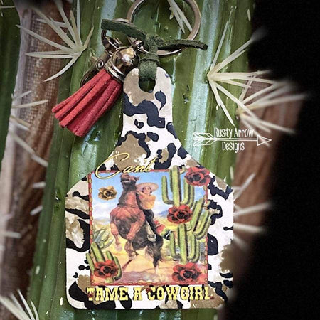 Cactus Plants Livestock Ear Tag Key Chain