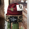 CC Ponytail Burgundy and Cheetah Beanie with Patch