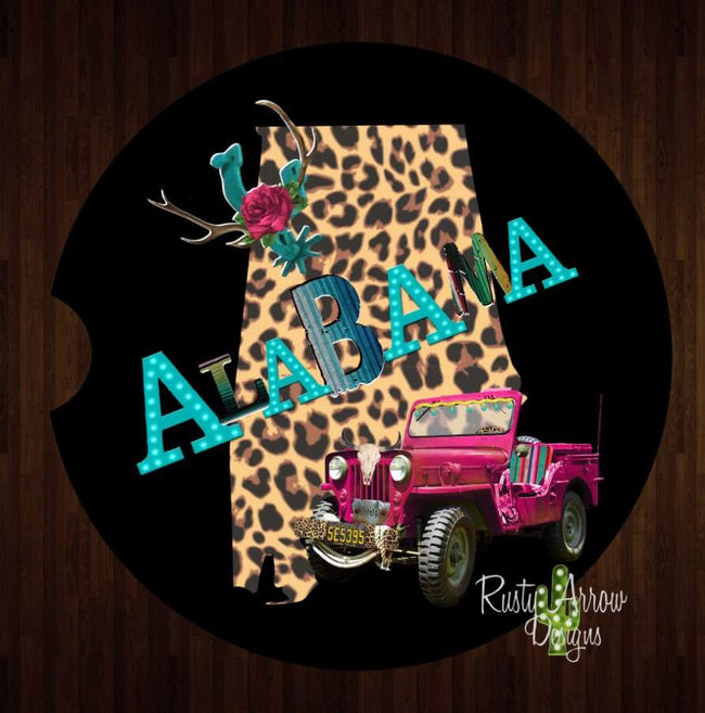 Cheetah Alabama Jeep Set of 2 Car Coasters - Car Coasters