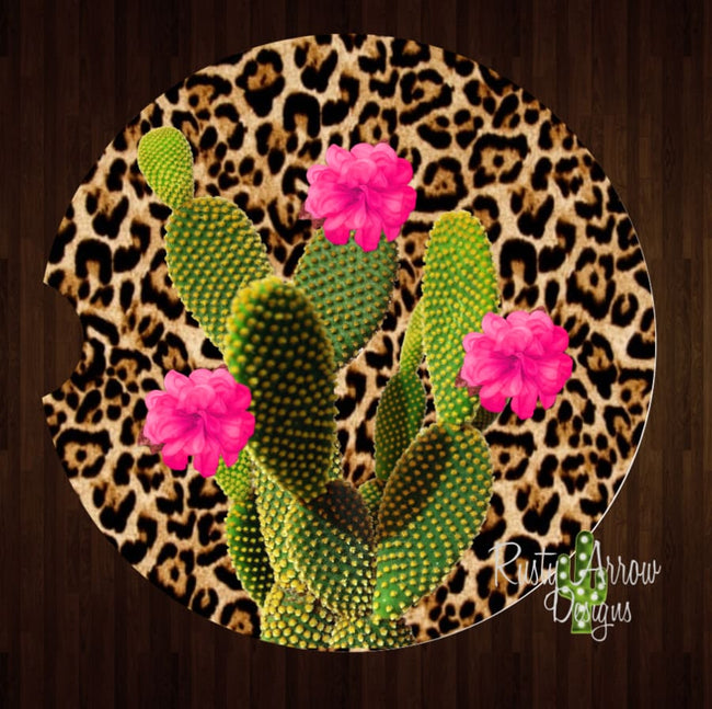 Cheetah Cactus Set of 2 Car Coasters - Car Coasters