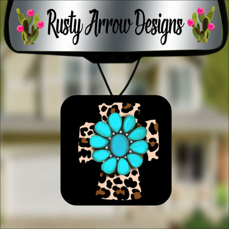 Turquoise and Cheetah Tongue out Square Air Freshener