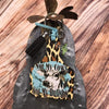 Cheetah Not my Cows Livestock Ear Tag Key Chain