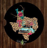 Cheetah Texas with Vintage Truck Set of 2 Car Coasters - Car Coasters