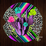 Cheetah with Purple Cactus Set of 2 Car Coasters - Car Coasters