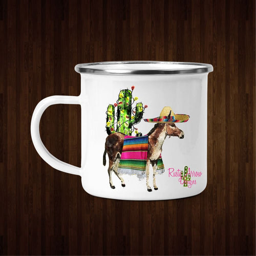 Christmas Donkey 11oz Metal Camp Coffee Mug - Mug