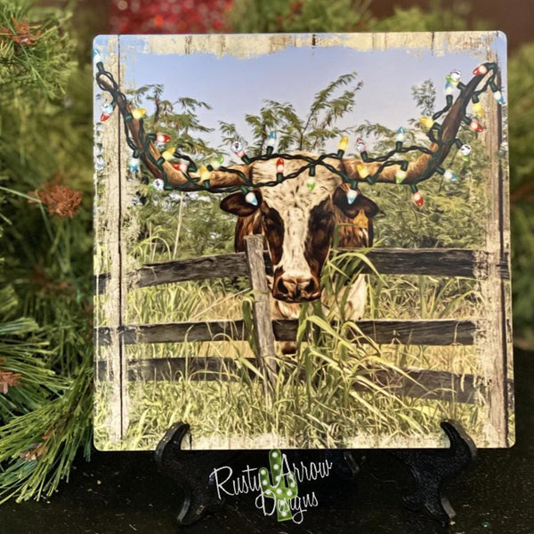 Christmas Longhorn Tiered Tray Sign/ Picture