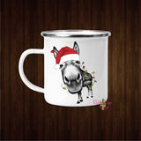 Christmas Santa Donkey 11oz Metal Camp Mug - Mug