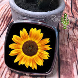 Compact Mirror - Black Sunflower - Compact Mirror