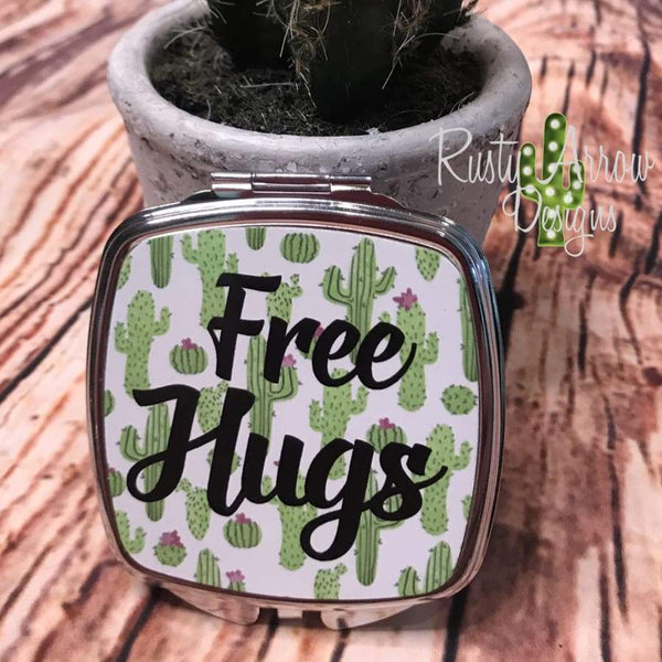 Compact Mirror - Cactus free Hugs - Compact Mirror