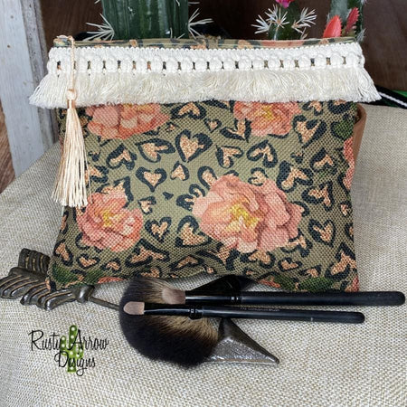 Pink Cheetah Cactus Makeup/ Cosmetic Bags